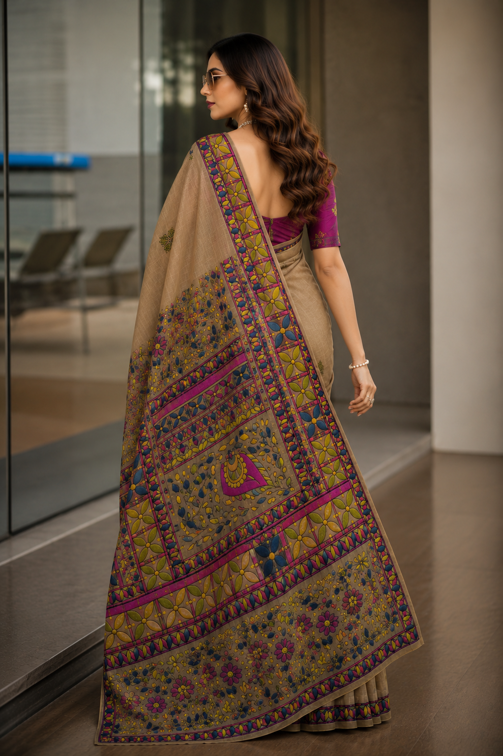 Madhubani Grace thread work Cotton Saree