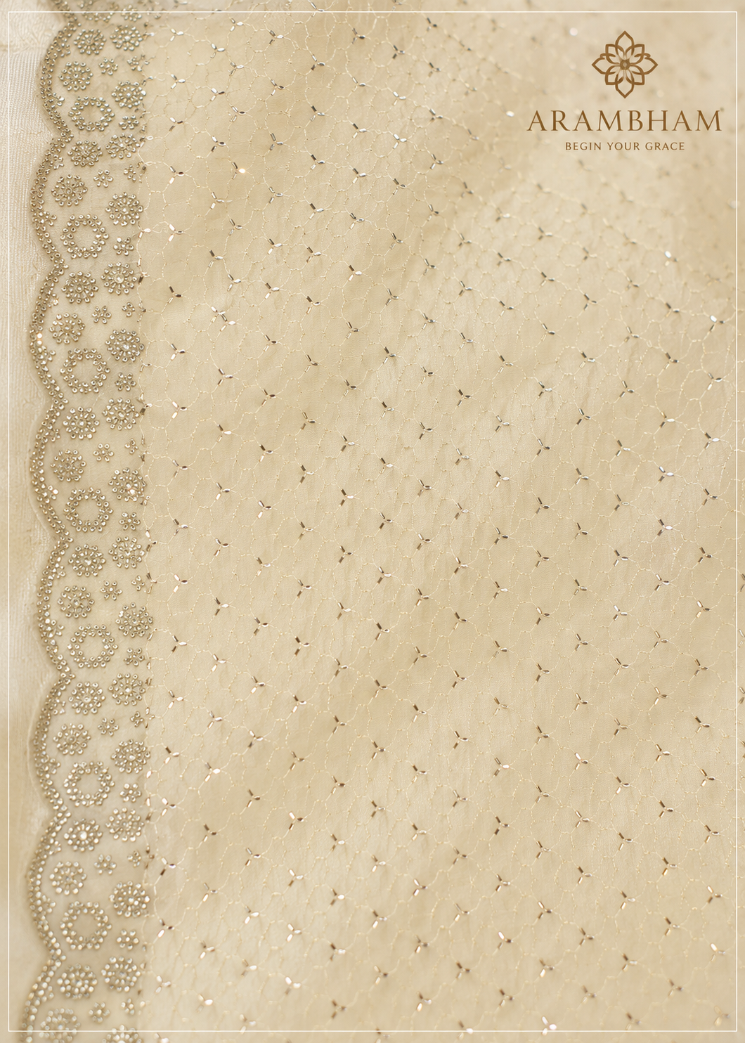 Embellised ivory party wear saree