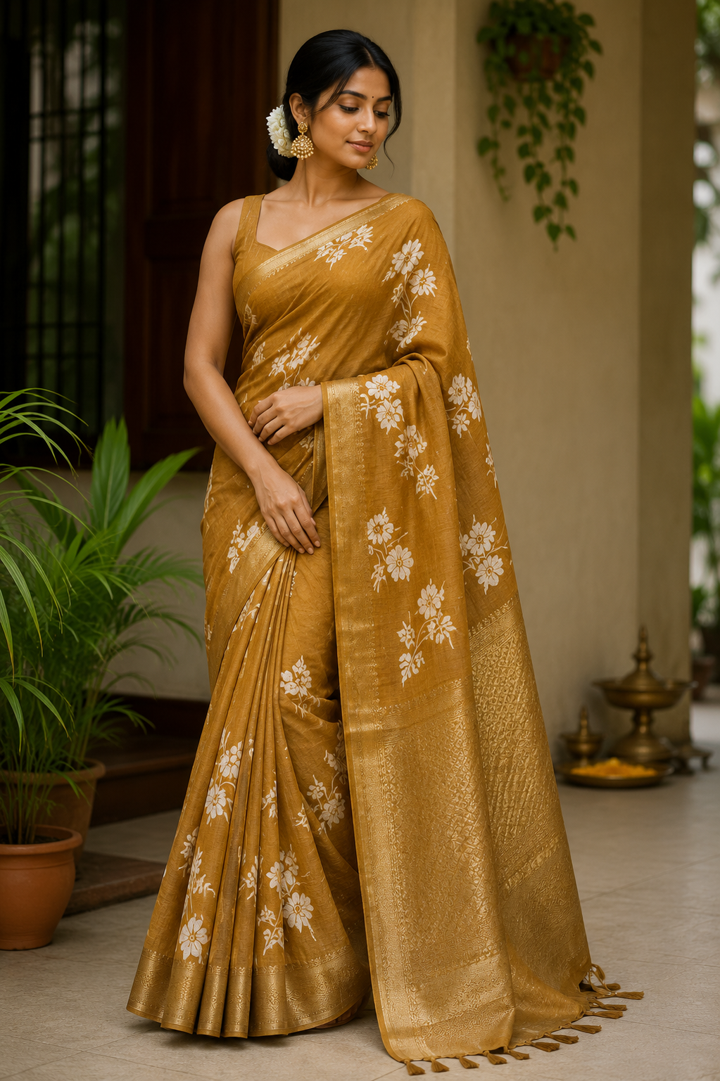 Mustard yellow cotton crush tissue