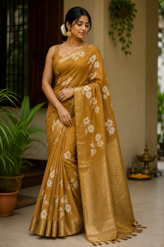 Mustard yellow cotton crush tissue