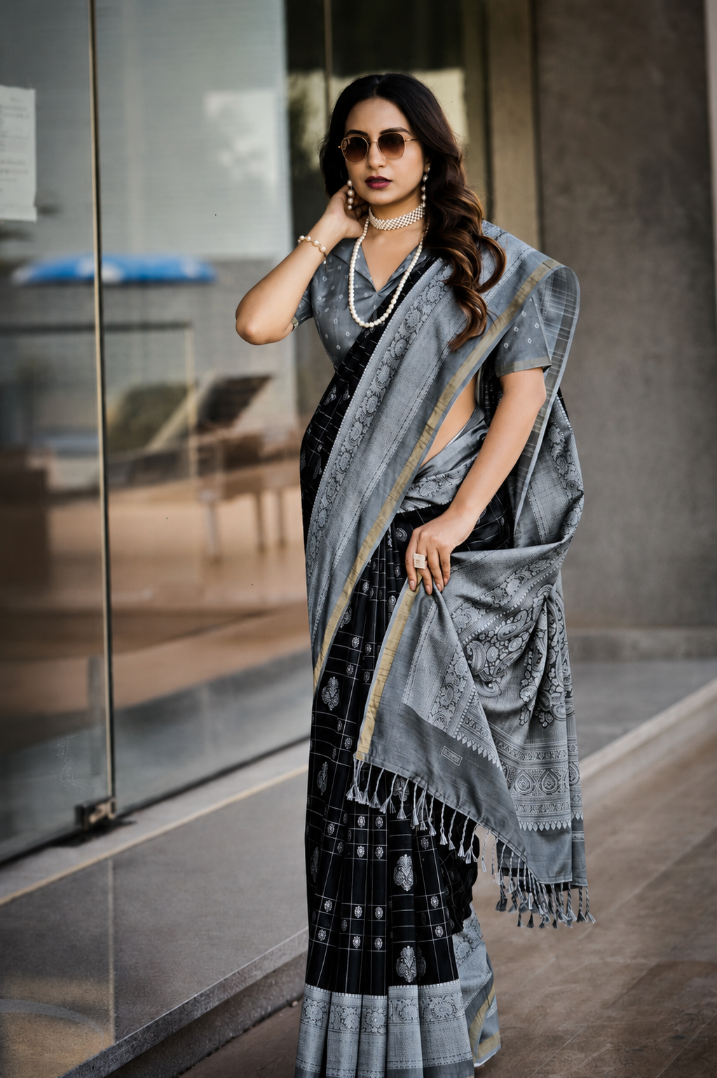 Midnight Grace Office Wear Cotton Saree