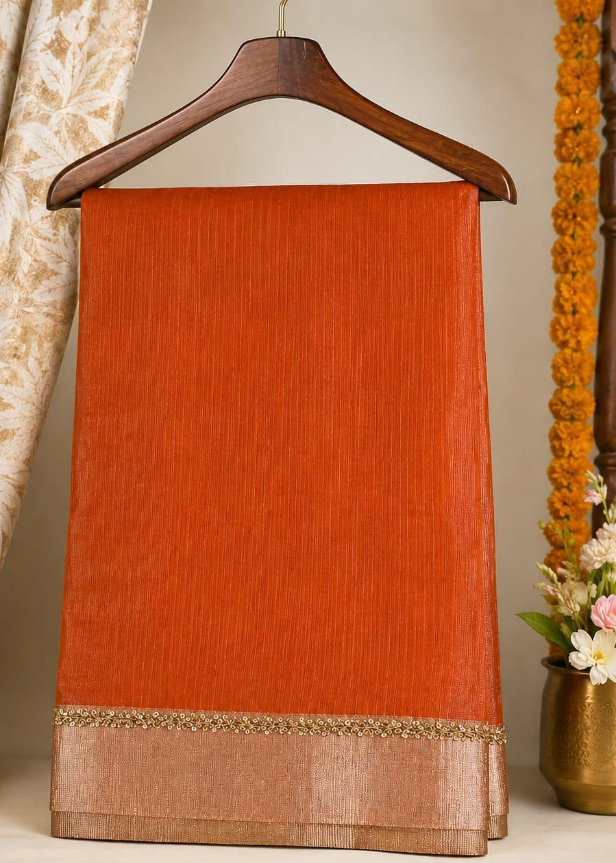 Rusty Orange- Blush Noor Kota Doria Tissue Saree