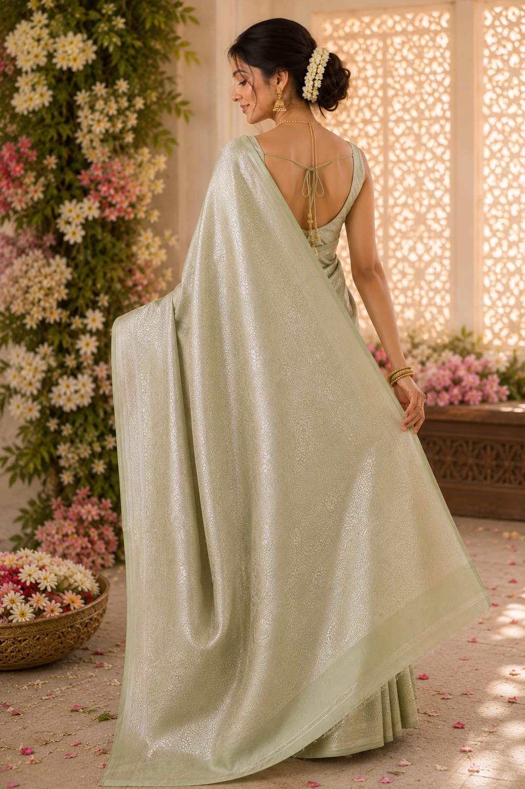 Pastel Green Soft Silk Saree