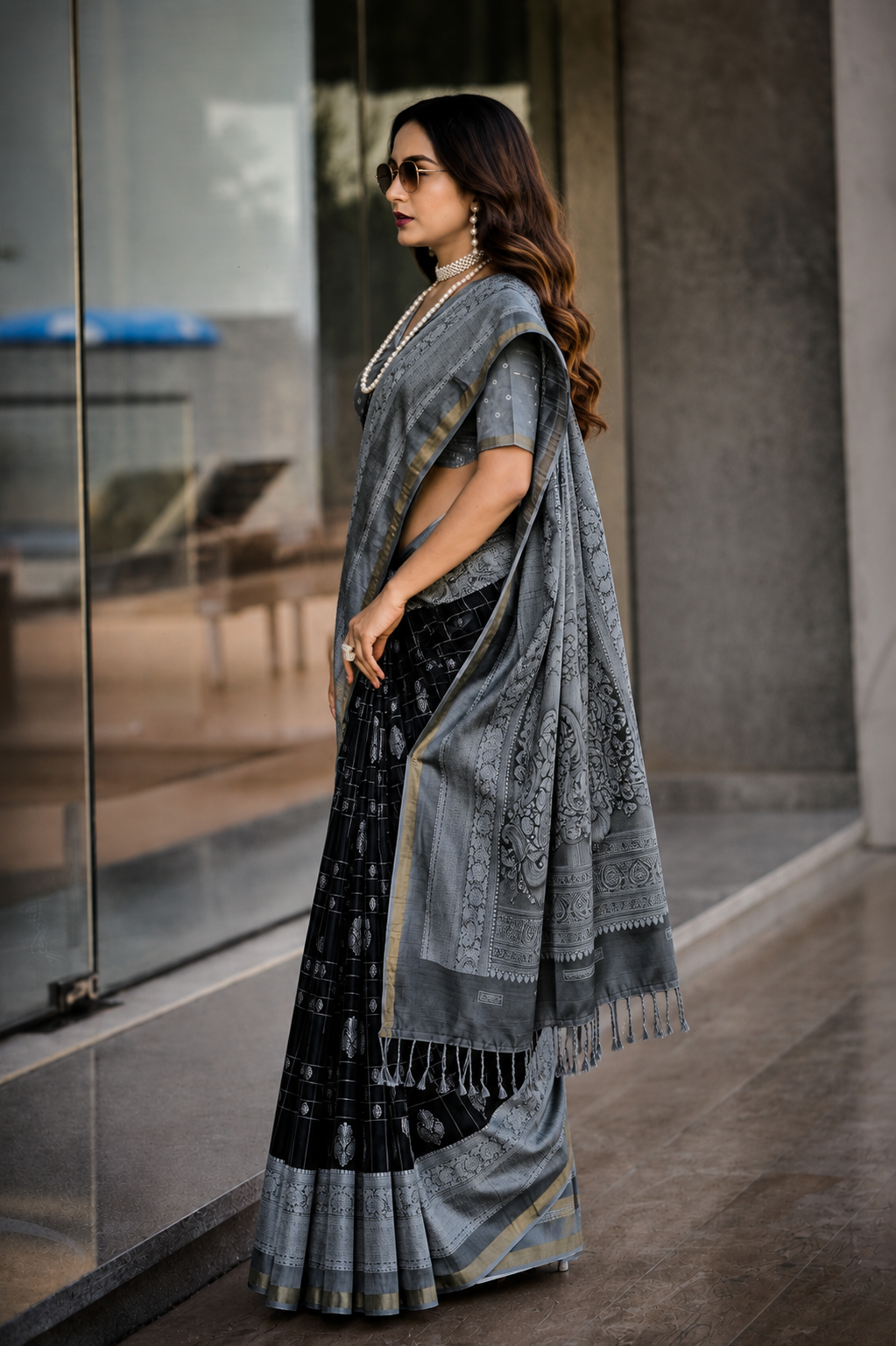 Midnight Grace Office Wear Cotton Saree