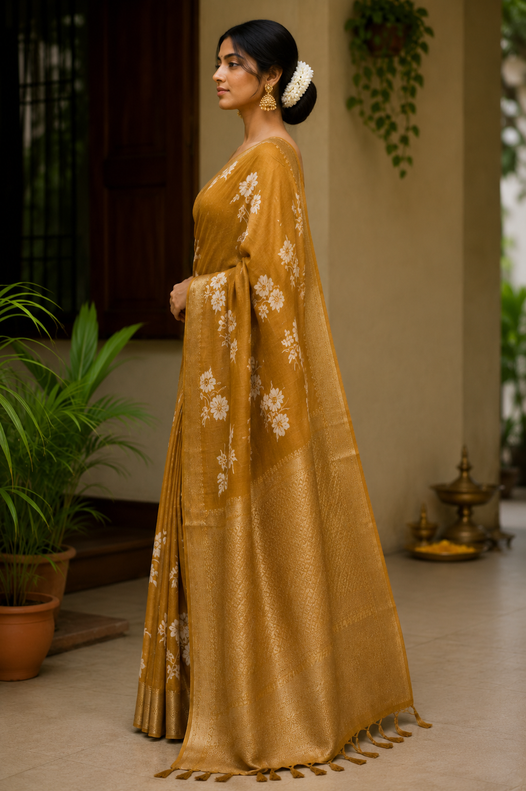 Mustard yellow cotton crush tissue
