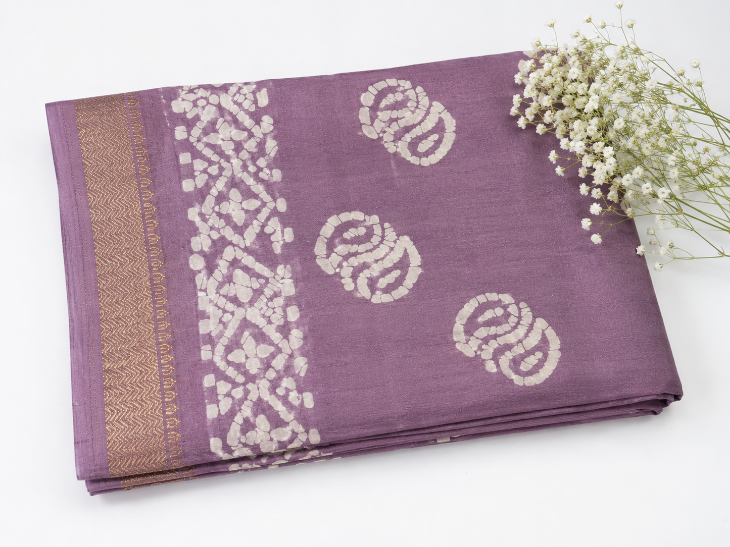 Cotton Crush Tissue lavander saree